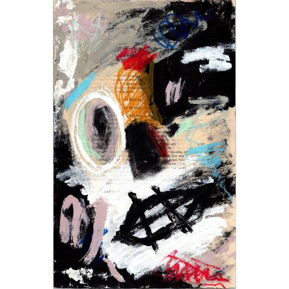 Original Abstract Modern Art Painting on Paper from 1878 Magazine #6 Signed